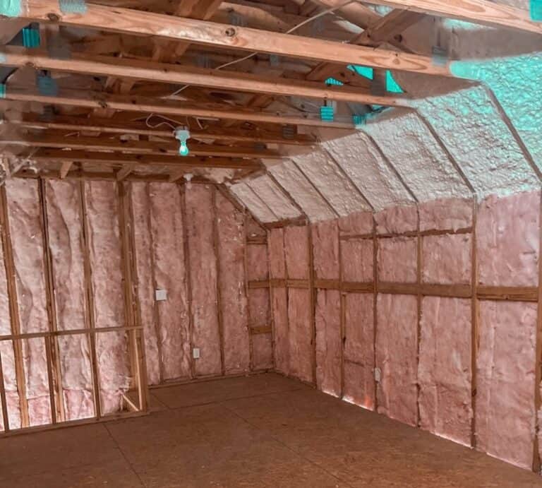 Bonus room with spray foam on the roof deck and fiberglass batts in the walls